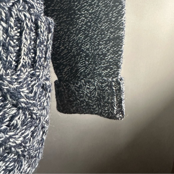 Vermont Country Store Wool Blend Cable Knit Marbled Navy Blue Cardigan Size L - Picture 4 of 12
